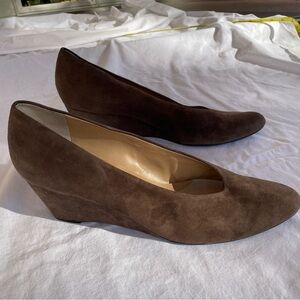 Vaneli 12N Chocolate Brown Suede Wedges